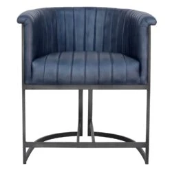 Shoreditch Industrial Blue Leather Dining Chair -Furniture Sale Shop CH501 BL 01