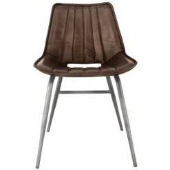 Shoreditch Industrial Retro Brown Leather & Iron Dining Chair -Furniture Sale Shop CH503 BR 01