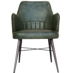 Shoreditch Industrial Light Grey High Back Leather & Iron Dining Chair -Furniture Sale Shop CH505 LG 01