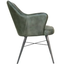 Shoreditch Industrial Light Grey High Back Leather & Iron Dining Chair -Furniture Sale Shop CH505 LG 02