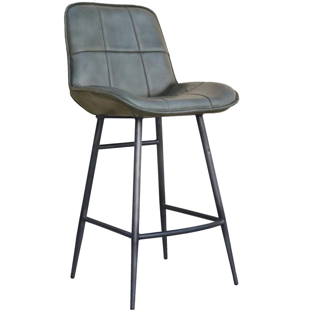 Shoreditch Industrial Grey Square Panel Leather Bar Stool 3 Shoreditch Industrial Grey Square Panel Leather Bar Stool