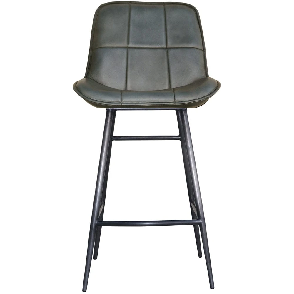 Shoreditch Industrial Grey Square Panel Leather Bar Stool 5 Shoreditch Industrial Grey Square Panel Leather Bar Stool - Image 3