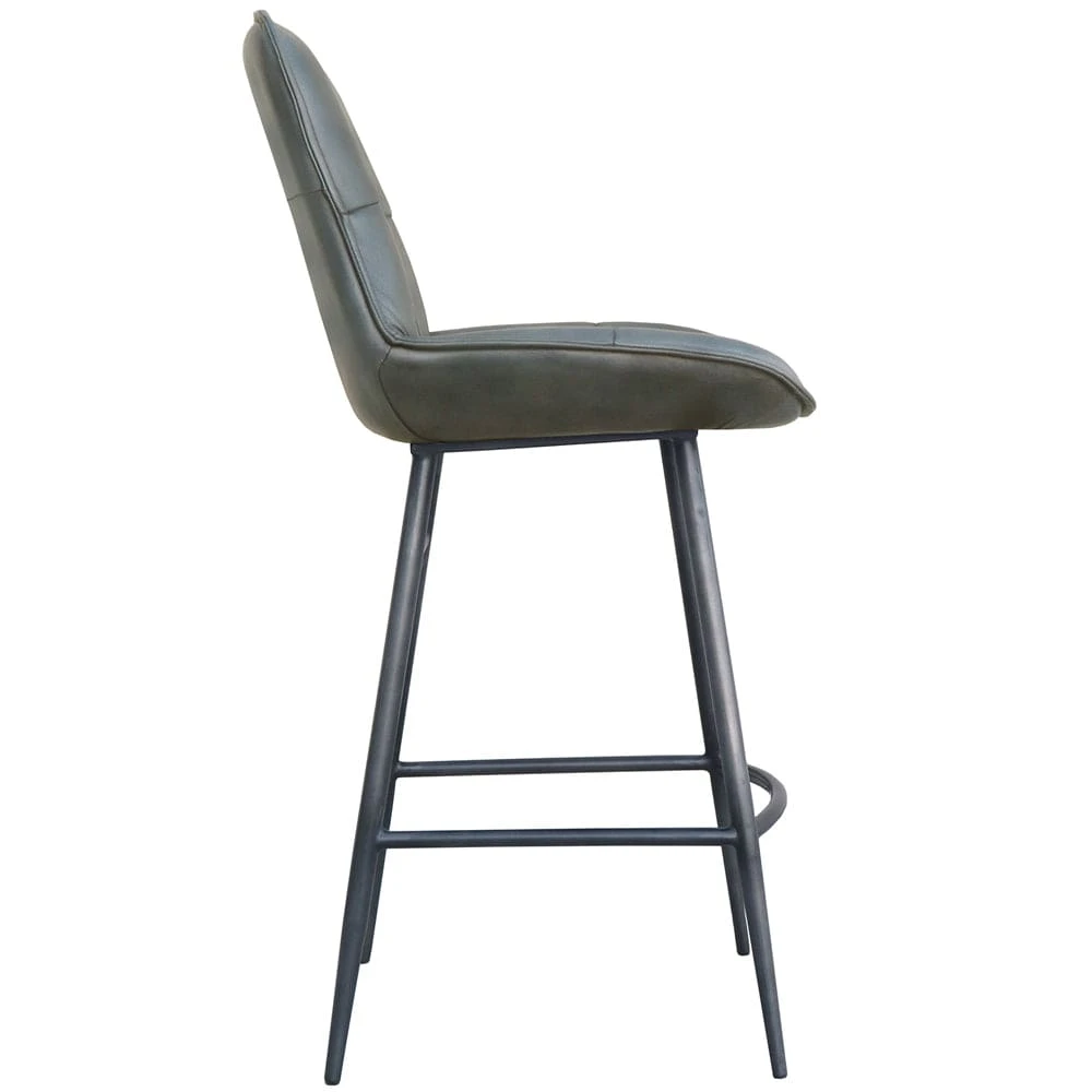 Shoreditch Industrial Grey Square Panel Leather Bar Stool 4 Shoreditch Industrial Grey Square Panel Leather Bar Stool - Image 2