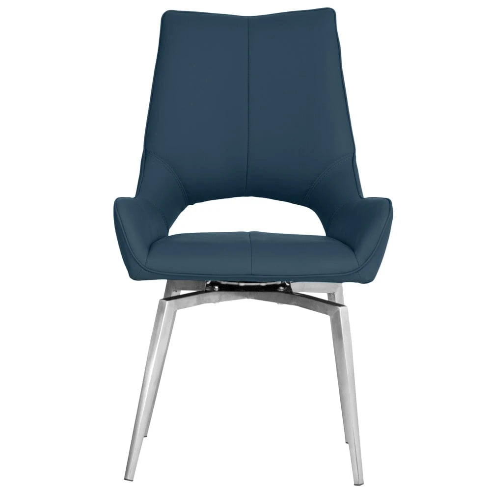Milan Chrome Blue Swivel Dining Chair 11 Milan Chrome Blue Swivel Dining Chair - Image 9