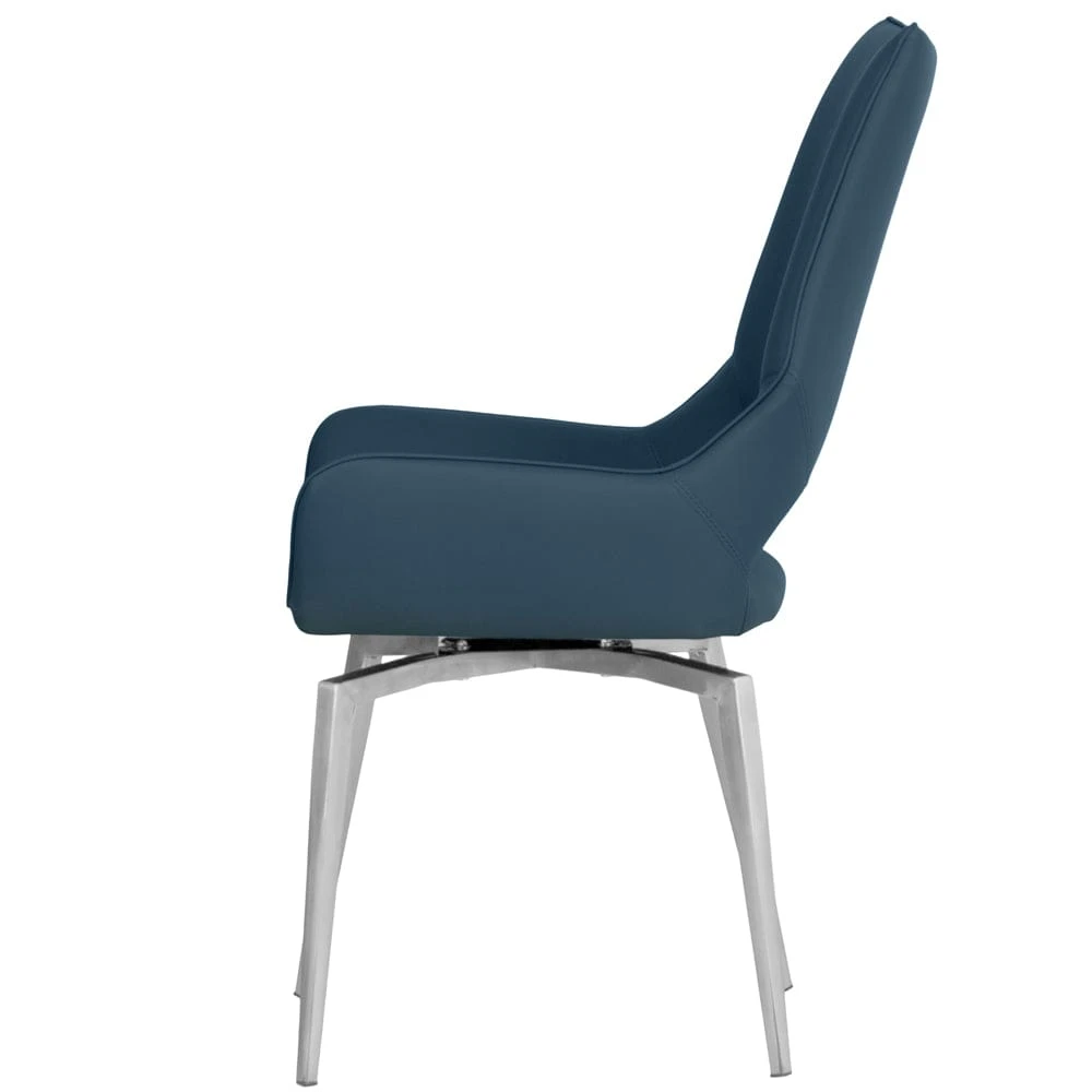 Milan Chrome Blue Swivel Dining Chair 12 Milan Chrome Blue Swivel Dining Chair - Image 10