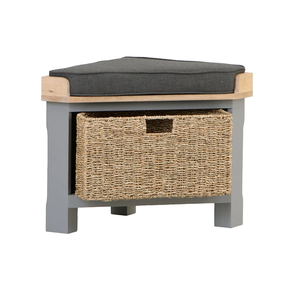 Dorset Storm Grey Painted Oak Corner Hall Bench 6 Dorset Storm Grey Painted Oak Corner Hall Bench - Image 4