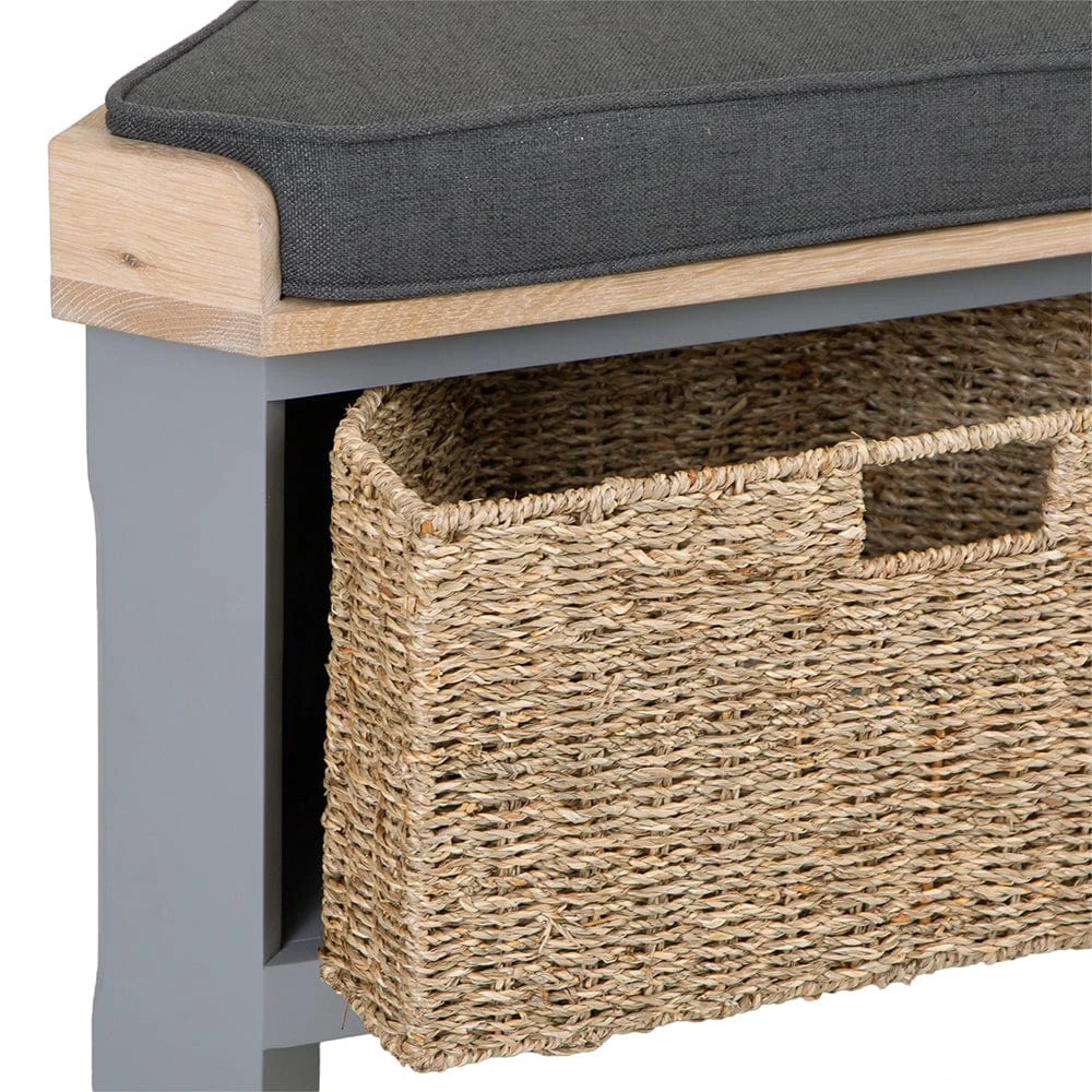 Dorset Storm Grey Painted Oak Corner Hall Bench 8 Dorset Storm Grey Painted Oak Corner Hall Bench - Image 6