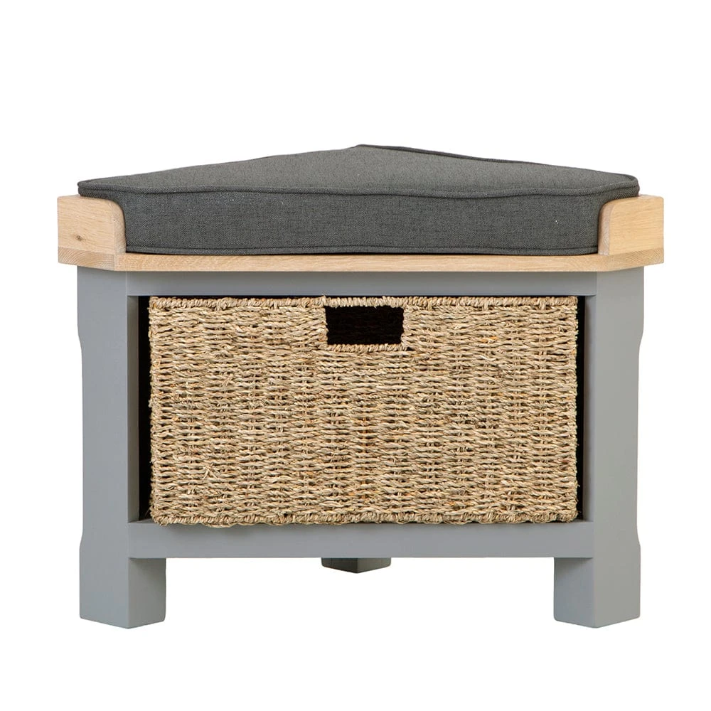 Dorset Storm Grey Painted Oak Corner Hall Bench 5 Dorset Storm Grey Painted Oak Corner Hall Bench - Image 3