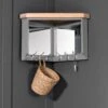 Dorset Storm Grey Painted Oak Corner Mirrored Coat Rack