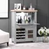 Dorset Storm Grey Painted Oak Drinks Cabinet With Wine Rack -Furniture Sale Shop CL DBU SG