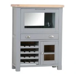Dorset Storm Grey Painted Oak Drinks Cabinet With Wine Rack 17 Dorset Storm Grey Painted Oak Drinks Cabinet With Wine Rack -Furniture Sale Shop CL DBU SG 1