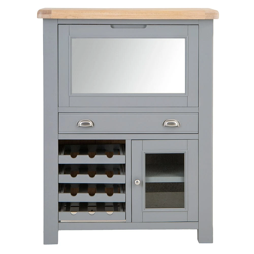 Dorset Storm Grey Painted Oak Drinks Cabinet With Wine Rack 16 Dorset Storm Grey Painted Oak Drinks Cabinet With Wine Rack - Image 14