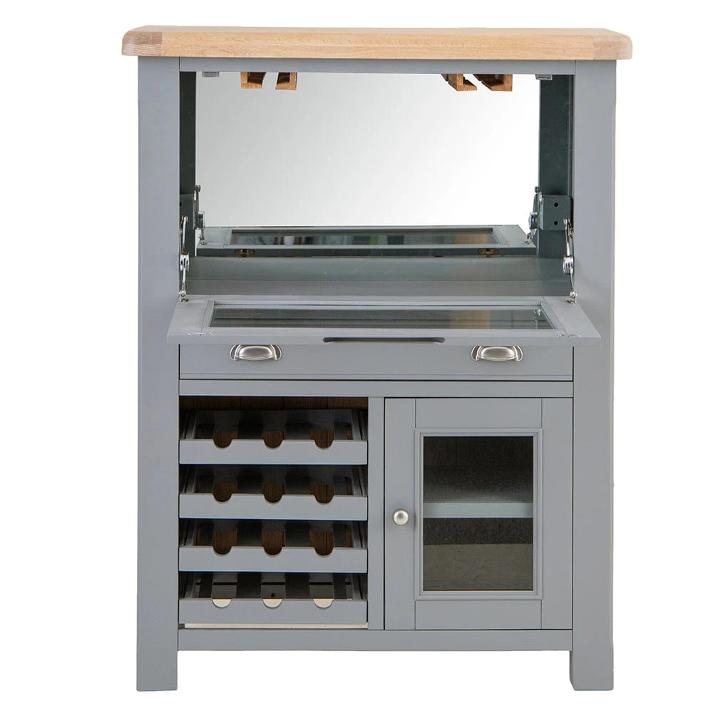 Dorset Storm Grey Painted Oak Drinks Cabinet With Wine Rack 6 Dorset Storm Grey Painted Oak Drinks Cabinet With Wine Rack - Image 4
