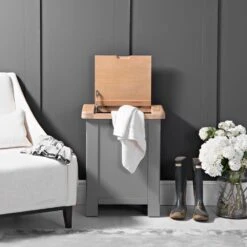 Dorset Storm Grey Painted Oak Laundry Basket