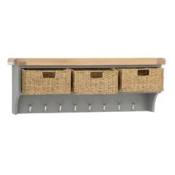 Dorset Storm Grey Painted Oak Large Coat Rack With Wicker Baskets 13 Dorset Storm Grey Painted Oak Large Coat Rack With Wicker Baskets -Furniture Sale Shop CL LHBT SG 2
