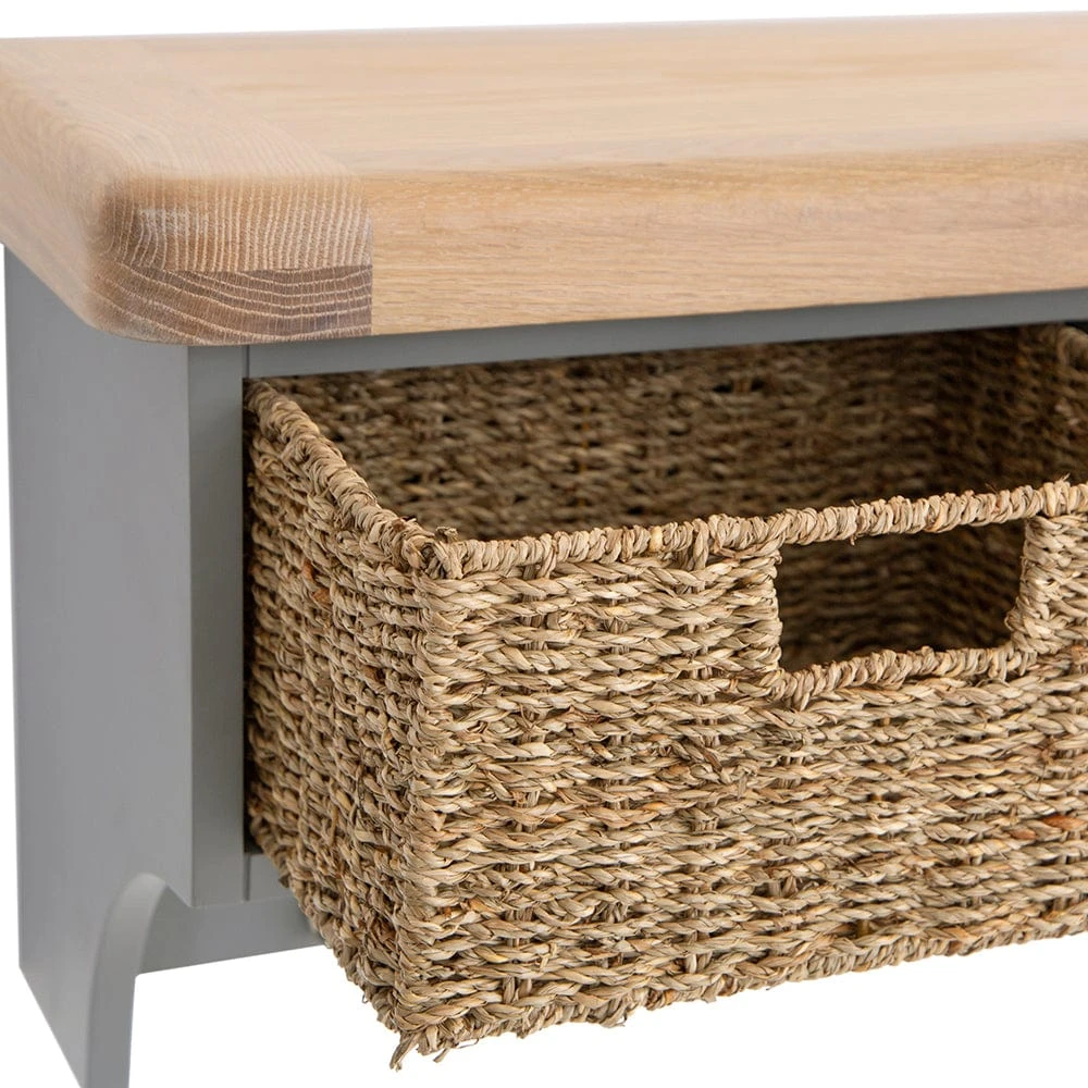 Dorset Storm Grey Painted Oak Large Coat Rack With Wicker Baskets 6 Dorset Storm Grey Painted Oak Large Coat Rack With Wicker Baskets - Image 4