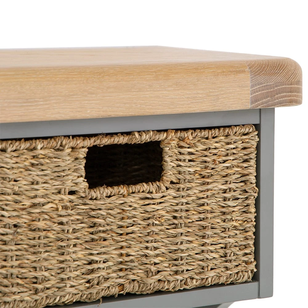 Dorset Storm Grey Painted Oak Large Coat Rack With Wicker Baskets 10 Dorset Storm Grey Painted Oak Large Coat Rack With Wicker Baskets - Image 8