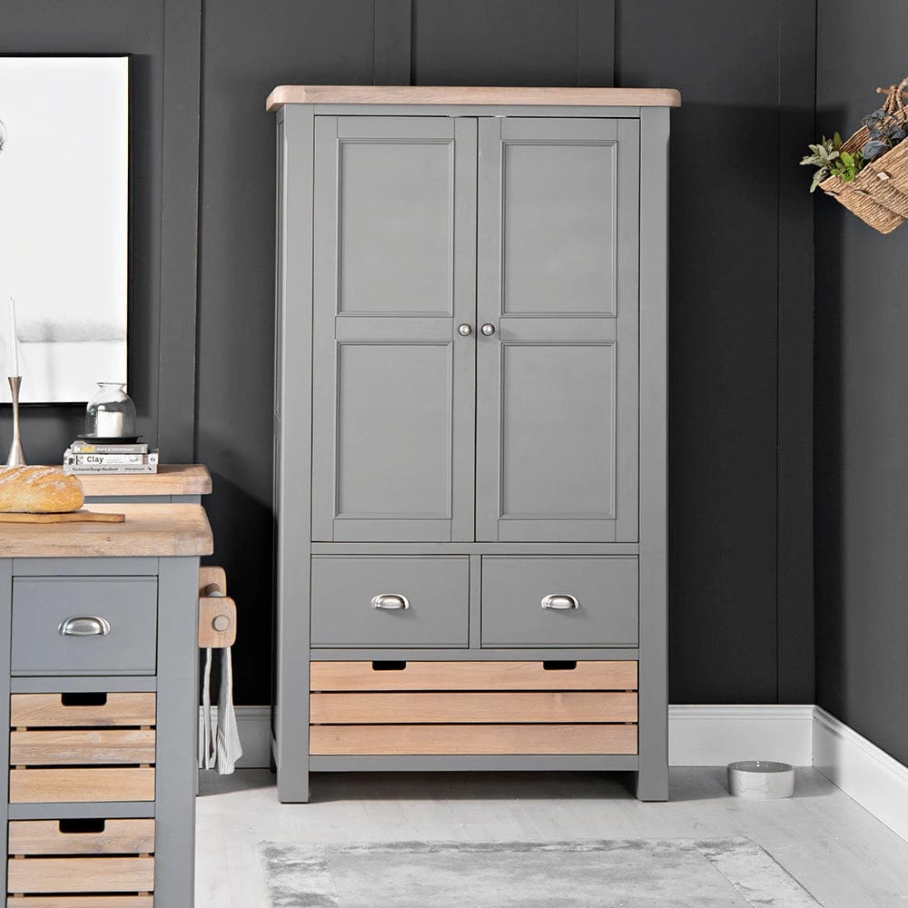 Dorset Storm Grey Painted Oak Large Larder Unit 4 Dorset Storm Grey Painted Oak Large Larder Unit - Image 2