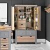 Dorset Storm Grey Painted Oak Large Larder Unit -Furniture Sale Shop CL LLU SG3