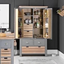 Dorset Storm Grey Painted Oak Large Larder Unit