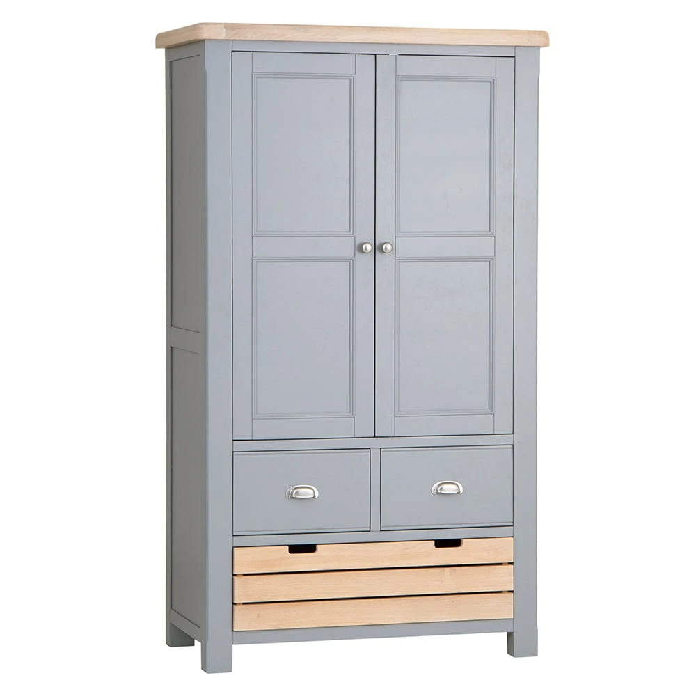 Dorset Storm Grey Painted Oak Large Larder Unit 6 Dorset Storm Grey Painted Oak Large Larder Unit - Image 4