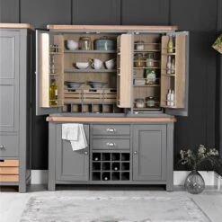 Dorset Storm Grey Painted Oak Large Larder Top For Large Sideboard Wine Rack (Top Only)