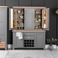 Dorset Storm Grey Painted Oak Large Larder Top For Large Sideboard Wine Rack (Top Only) -Furniture Sale Shop CL LLUT SG2