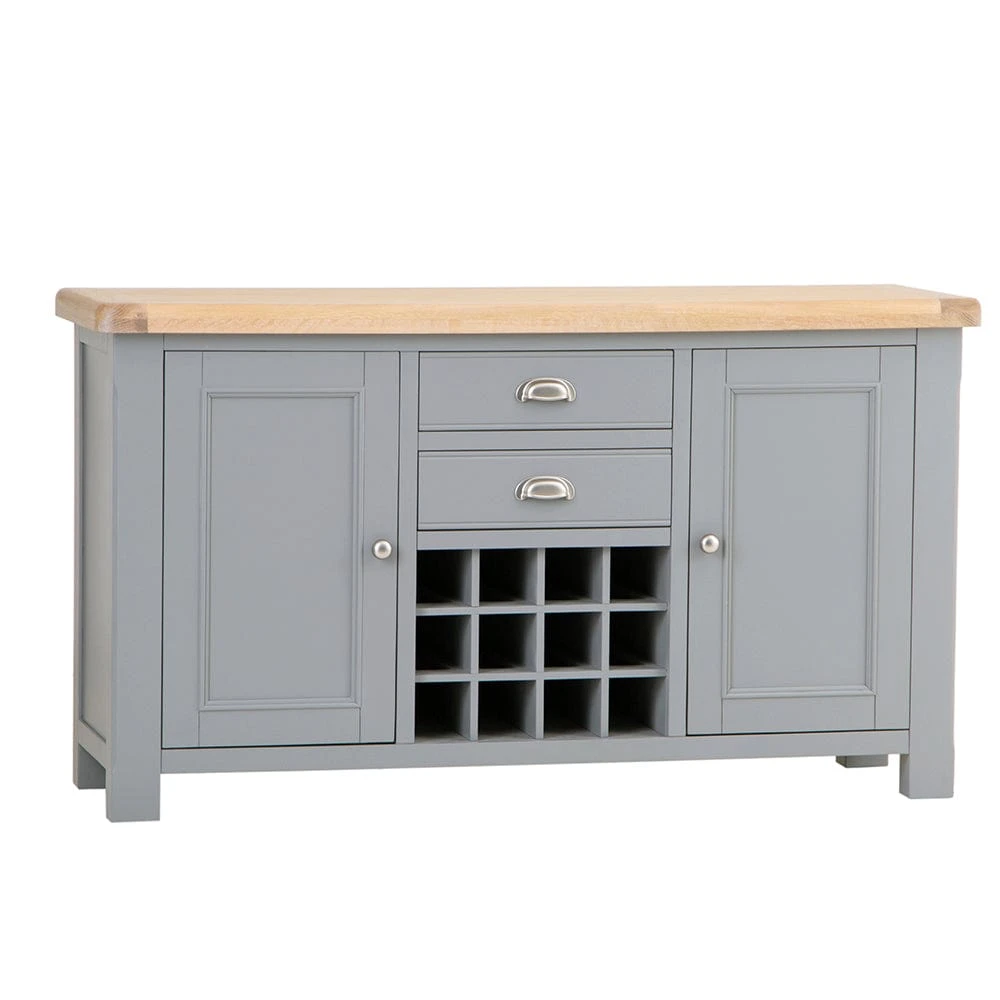 Dorset Storm Grey Painted Oak Large Sideboard Wine Rack 5 Dorset Storm Grey Painted Oak Large Sideboard Wine Rack - Image 3