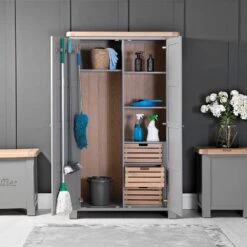 Dorset Storm Grey Painted Oak Large Utility Cupboard