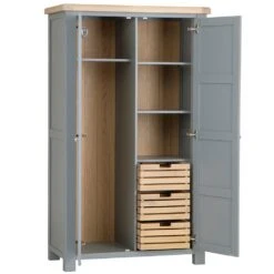 Dorset Storm Grey Painted Oak Large Utility Cupboard -Furniture Sale Shop CL LUU SG 2
