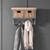 Dorset Storm Grey Painted Oak Small Coat Rack With Wicker Baskets 1 Dorset Storm Grey Painted Oak Small Coat Rack With Wicker Baskets -Furniture Sale Shop CL SHBT SG