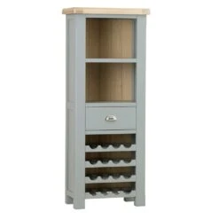 Dorset Storm Grey Painted Oak Tall Wine Cabinet -Furniture Sale Shop CL TWR SG 1