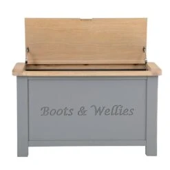 Dorset Storm Grey Painted Oak Shoe Storage Box -Furniture Sale Shop CL WSB SG 7