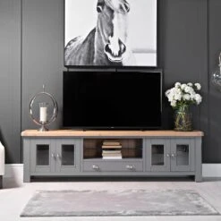 Dorset Storm Grey Painted Oak Extra Large TV Unit