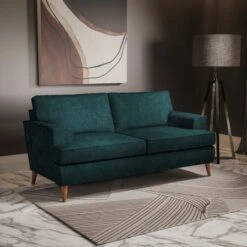 Stockholm 3 Seater Sofa Teal Fabric