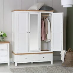Eaton White Painted Oak 3 Door Wardrobe