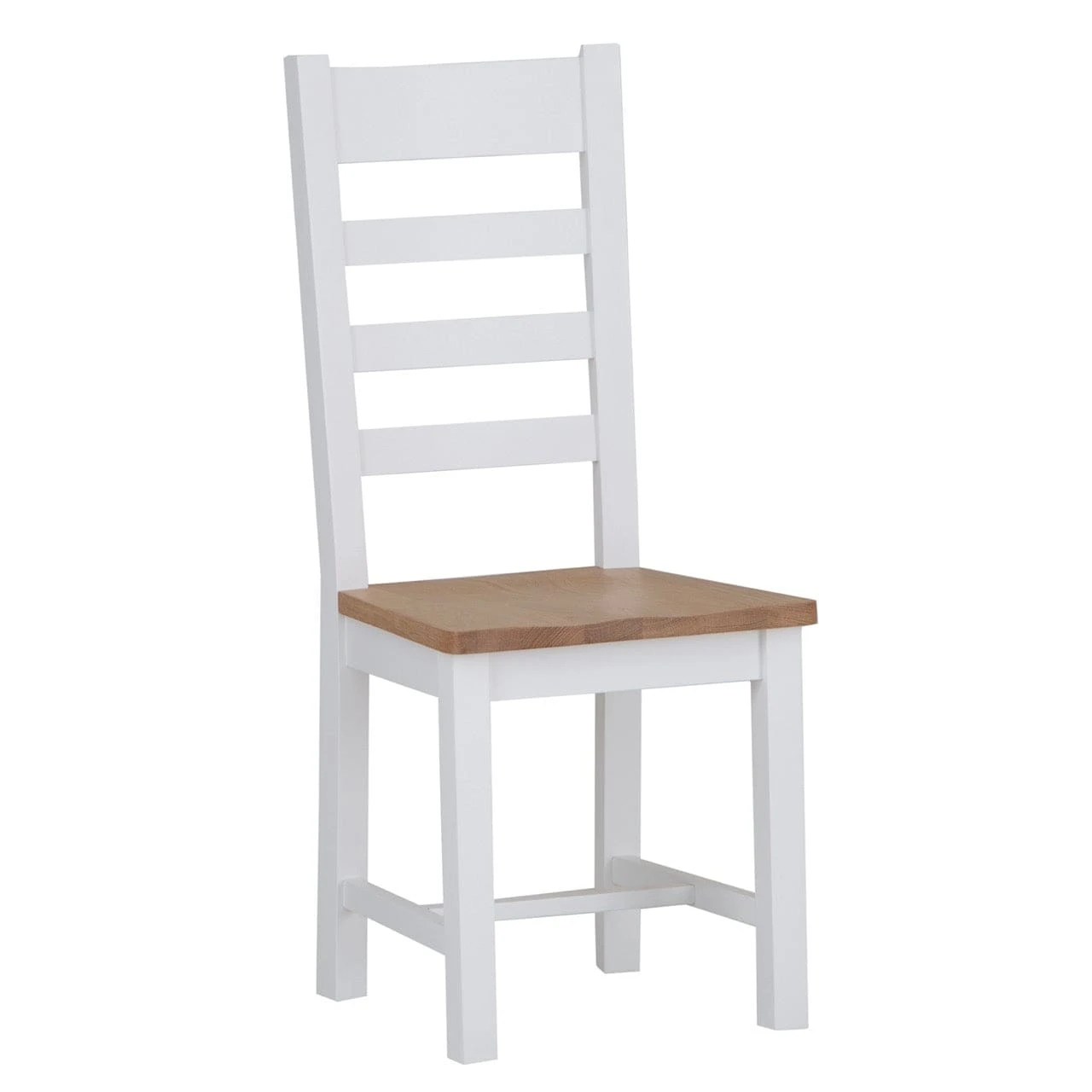 Eaton White Painted Oak Ladder Back Dining Chair Wooden Seat 4 Eaton White Painted Oak Ladder Back Dining Chair Wooden Seat - Image 2