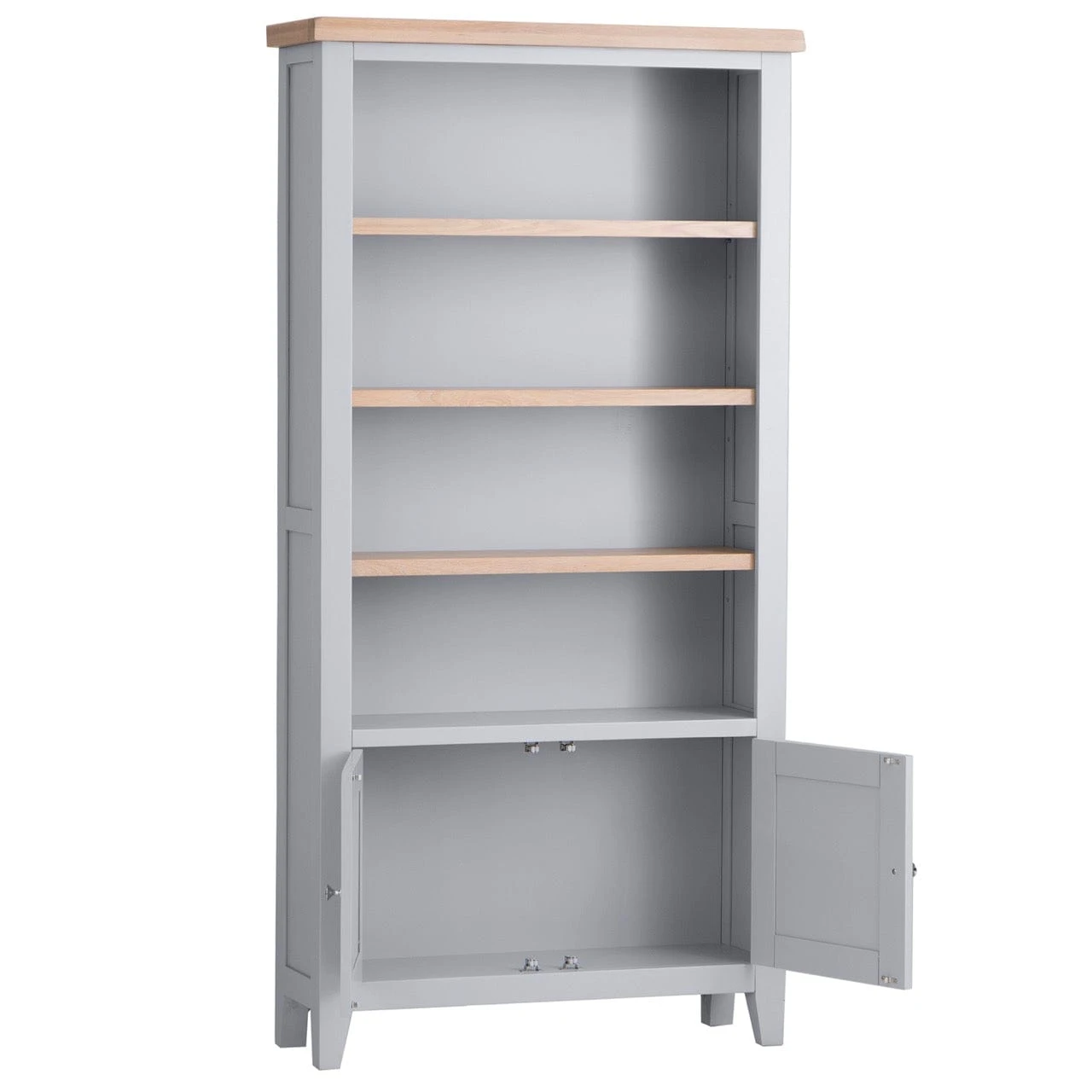 Eaton Grey Painted Oak Large Wide Bookcase 5 Eaton Grey Painted Oak Large Wide Bookcase - Image 3