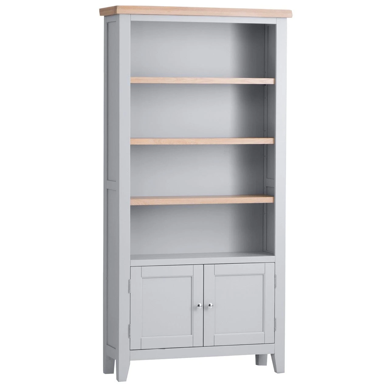 Eaton Grey Painted Oak Large Wide Bookcase 4 Eaton Grey Painted Oak Large Wide Bookcase - Image 2
