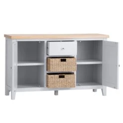 Eaton Grey Painted Oak 2 Door Large Sideboard With Wicker Baskets 12 Eaton Grey Painted Oak 2 Door Large Sideboard With Wicker Baskets -Furniture Sale Shop EA LS G2Large