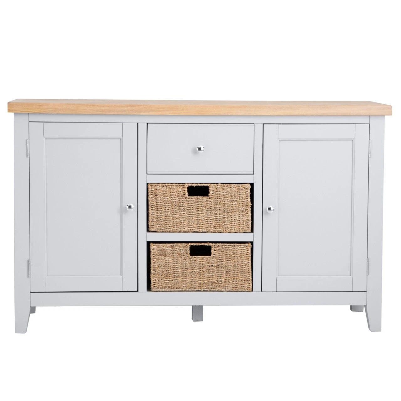 Eaton Grey Painted Oak 2 Door Large Sideboard With Wicker Baskets 9 Eaton Grey Painted Oak 2 Door Large Sideboard With Wicker Baskets - Image 7