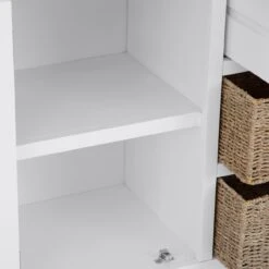 Eaton White Painted Oak 2 Door Large Sideboard With Wicker Baskets 13 Eaton White Painted Oak 2 Door Large Sideboard With Wicker Baskets -Furniture Sale Shop EA LS W3Large