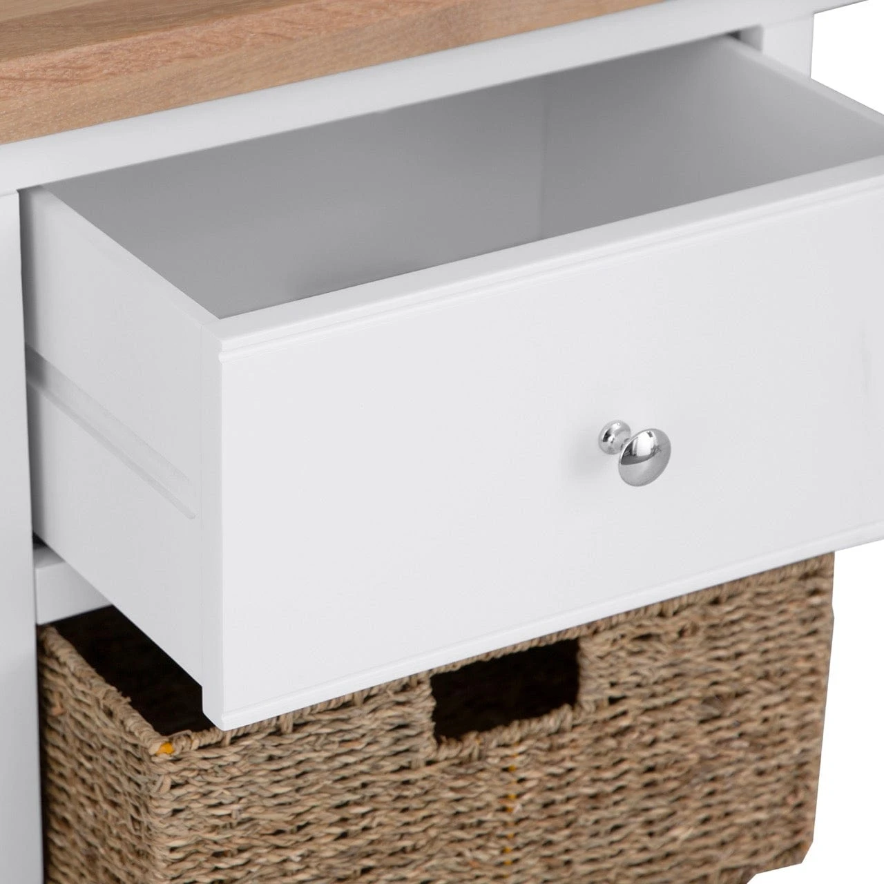 Eaton White Painted Oak 2 Door Large Sideboard With Wicker Baskets 6 Eaton White Painted Oak 2 Door Large Sideboard With Wicker Baskets - Image 5