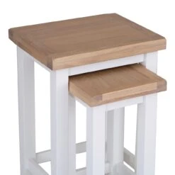Eaton White Painted Oak Nest Of 2 Tables -Furniture Sale Shop EA N2T W2Large