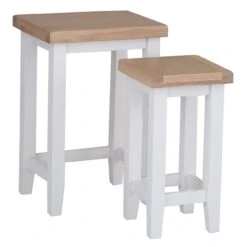Eaton White Painted Oak Nest Of 2 Tables -Furniture Sale Shop EA N2T W4Large