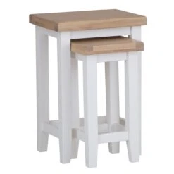 Eaton White Painted Oak Nest Of 2 Tables -Furniture Sale Shop EA N2T WLarge