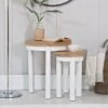 Eaton White Painted Oak Round Nest Of 2 Tables