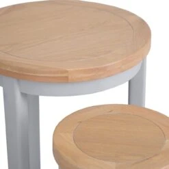 Eaton Grey Painted Oak Round Nest Of 2 Tables -Furniture Sale Shop EA RNT G3Large