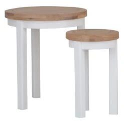 Eaton White Painted Oak Round Nest Of 2 Tables -Furniture Sale Shop EA RNT W2Large