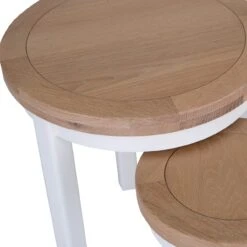 Eaton White Painted Oak Round Nest Of 2 Tables -Furniture Sale Shop EA RNT W3Large